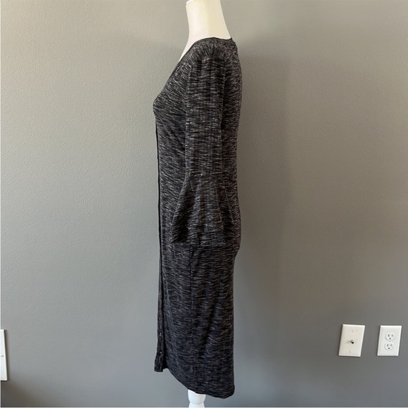 Lulu’s Jony Ribbed Button-Up Midi Sweater Dress Gray Space Dye - Picture 7 of 14